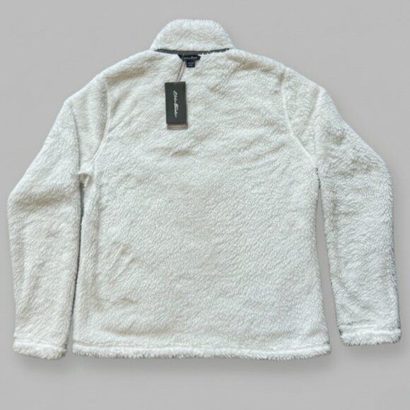 NWT Eddie Bauer Sherpa Fleece Pullover Coconut Milk & Frost Gray Snap-Neck, Sz M - Picture 13 of 16
